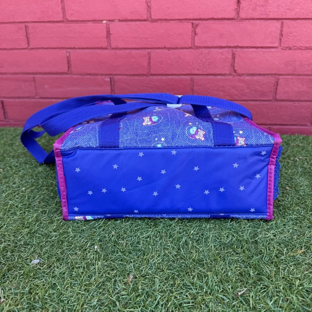 Vtg 90s Ross Similac Diaper Bag Blue Pink Teddy Bear Star Print Retro Kidcore
